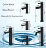 Black Bathroom Basin Faucet Black Baking 304 Stainless Steel  Sink Mixer Tap Hot & Cold Sink Faucet  Bathroom Lavotory Faucet