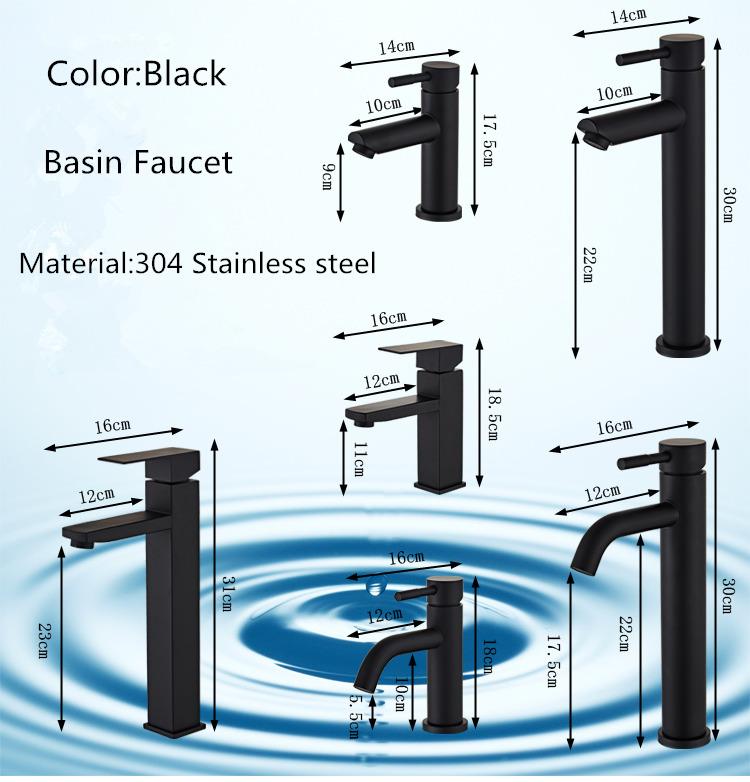 Black Bathroom Basin Faucet Black Baking 304 Stainless Steel  Sink Mixer Tap Hot & Cold Sink Faucet  Bathroom Lavotory Faucet