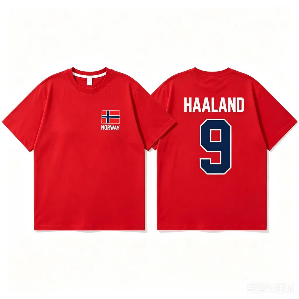 2026 New Erling Haaland Norway No.9 Double‑Sided Print Unisex T‑Shirt, National Team Flag Football Fan Casual Summer Top