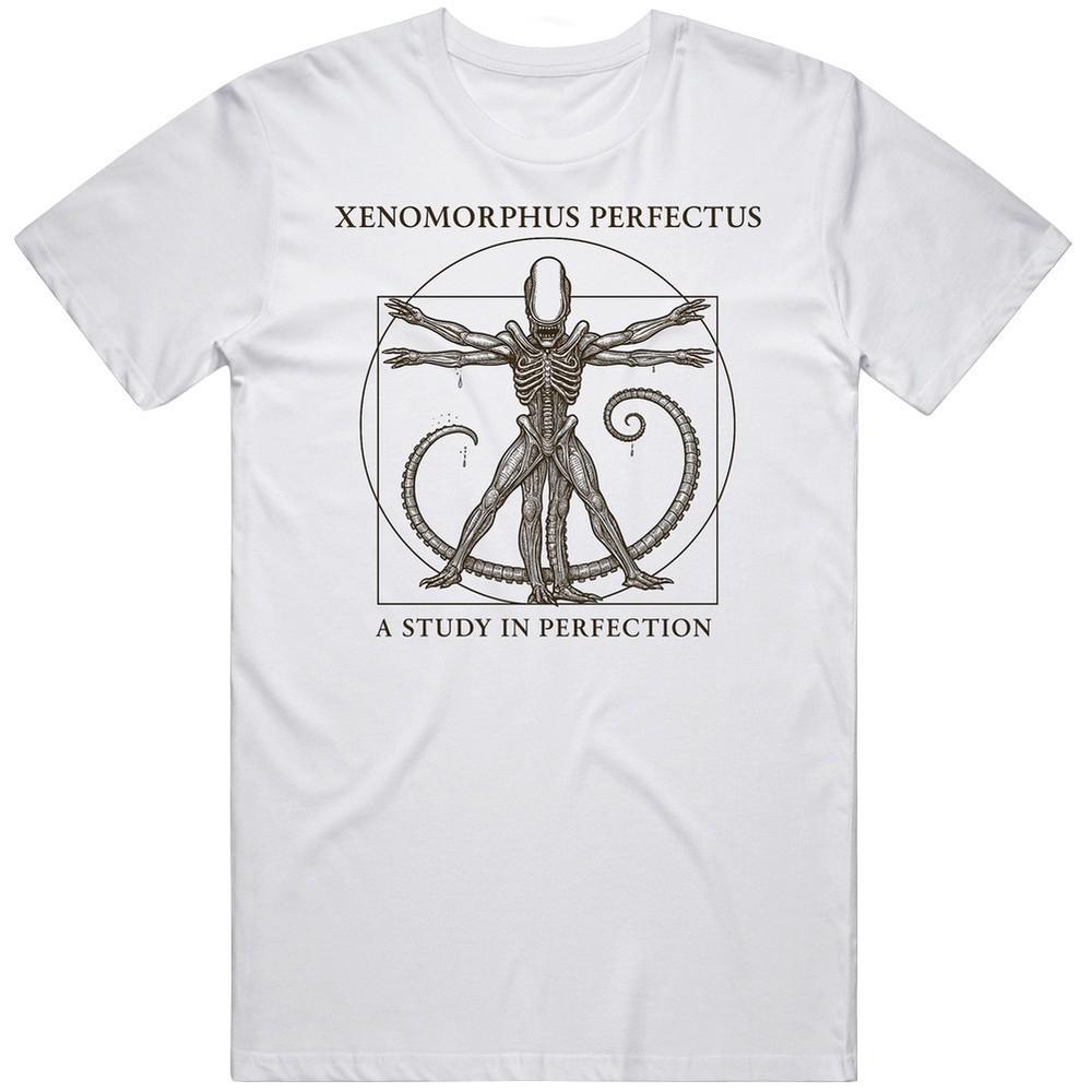 Xenomorphus Perfectus Alien Vitruvian Man T-shirt Sci-fi Horror Art Tee, Da Vinc Unisex T-Shirt S
