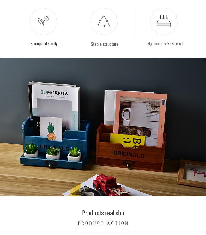 Desktop Stationery & Invoice Storage Box: Office Desk Organizer with Drawers & Compartments