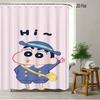 Crayon Shin-Chan All Characters Big Group Photo Scene 2D Print Waterproof Shower Curtain, Vibrant Blue Sky With Full Cast Bathro