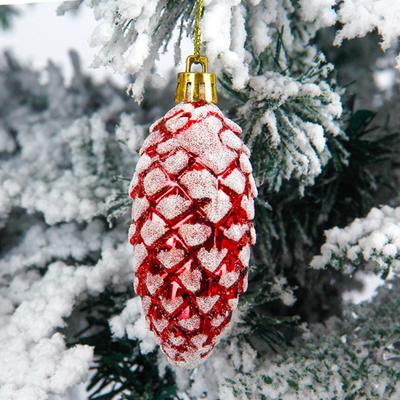 5Pcs Christmas Plastic Pine Cone Ornament Colorful Shiny Glitter Pine Cone Pendant for Holiday Party Scene Layout Christmas Tree Hanging Decoration