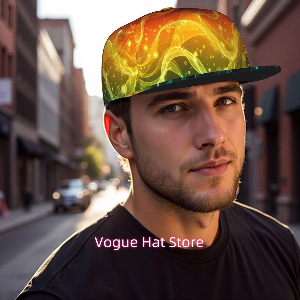 Vibrant Smoke Patterns, Unisex Flat Brim Baseball Cap For Men And Women, Hip Hop Streetwear Snapback Trucker Hat Ideal For Skate