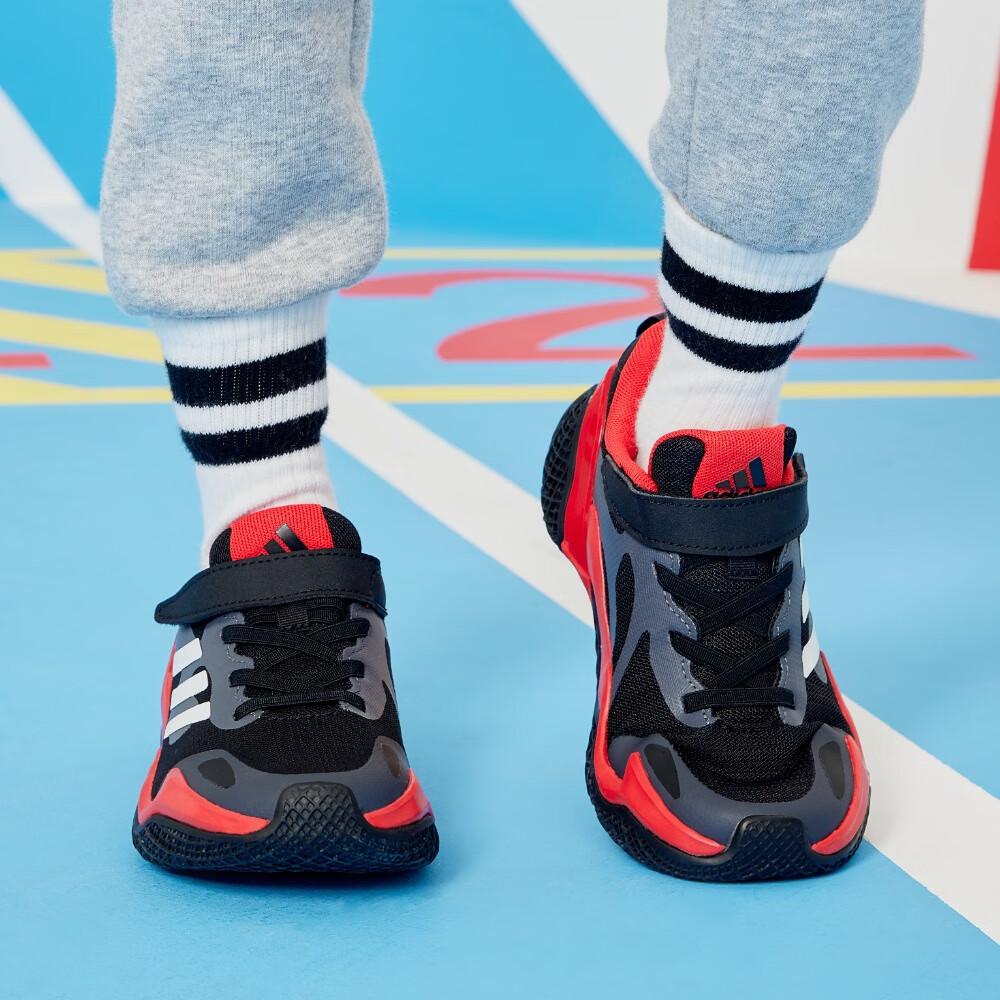 Adidas 4Uture Rnr El K Comfortable Abrasion Resistant Abrasion Resistant Low top Kids' Running Shoes Black Red Kids' GY9384