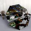 1pc Green Ranger's Mighty Alliance Pattern Beautiful Looking Fashion Automatic Folding Cartoon Umbrella, 3 Folding, 8 Iron Frame Design, Durable