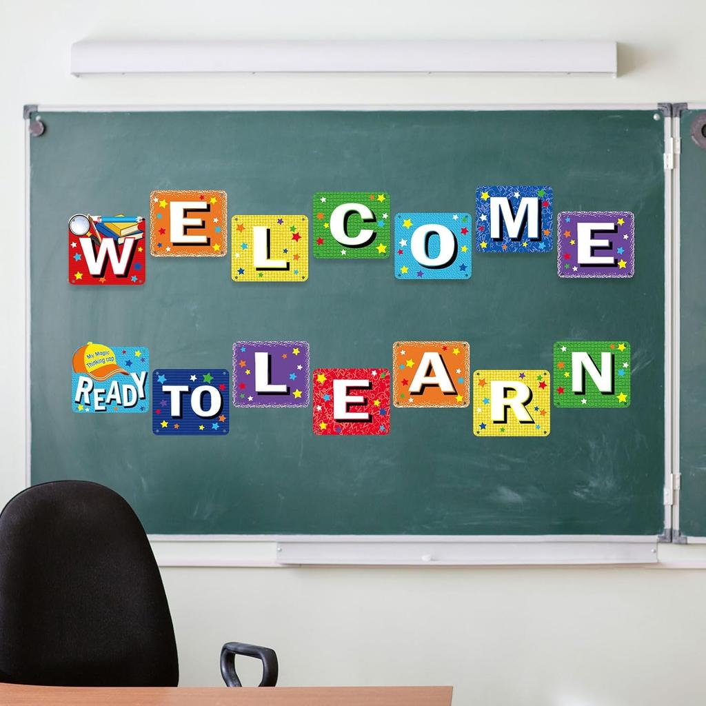 Blulu Back to School Banner Welcome Banner for First Day of School Welcome Ready to Learn Party Supplies Photo Props for Kindergarten Primary