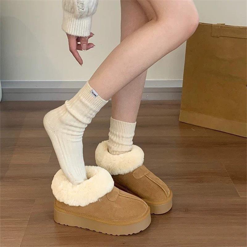 

женские зимние ботинки на толстой подошве, бархатные утепленные, теплые, женская обувь 2025, новая пушистая обувь, обувь-буханка, низкие хлопковые ботинки 40