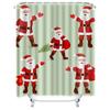 Tu Christmas Shower Curtain Festive Holiday Decor Reindeer Snowman Pattern Waterproof Bathroom Fabric Backdrop Xmas Home Decor