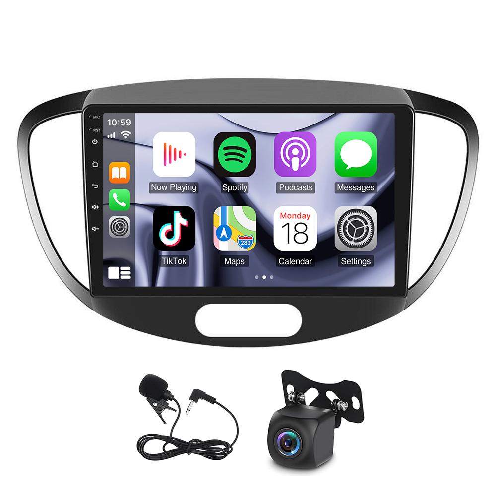 Car radio-Android 15 car stereo GPS navigation system for Hyundai i10 2007-2013, 2+32GB memory, built-in CarPlay and Android Auto, 9-inch car radio.