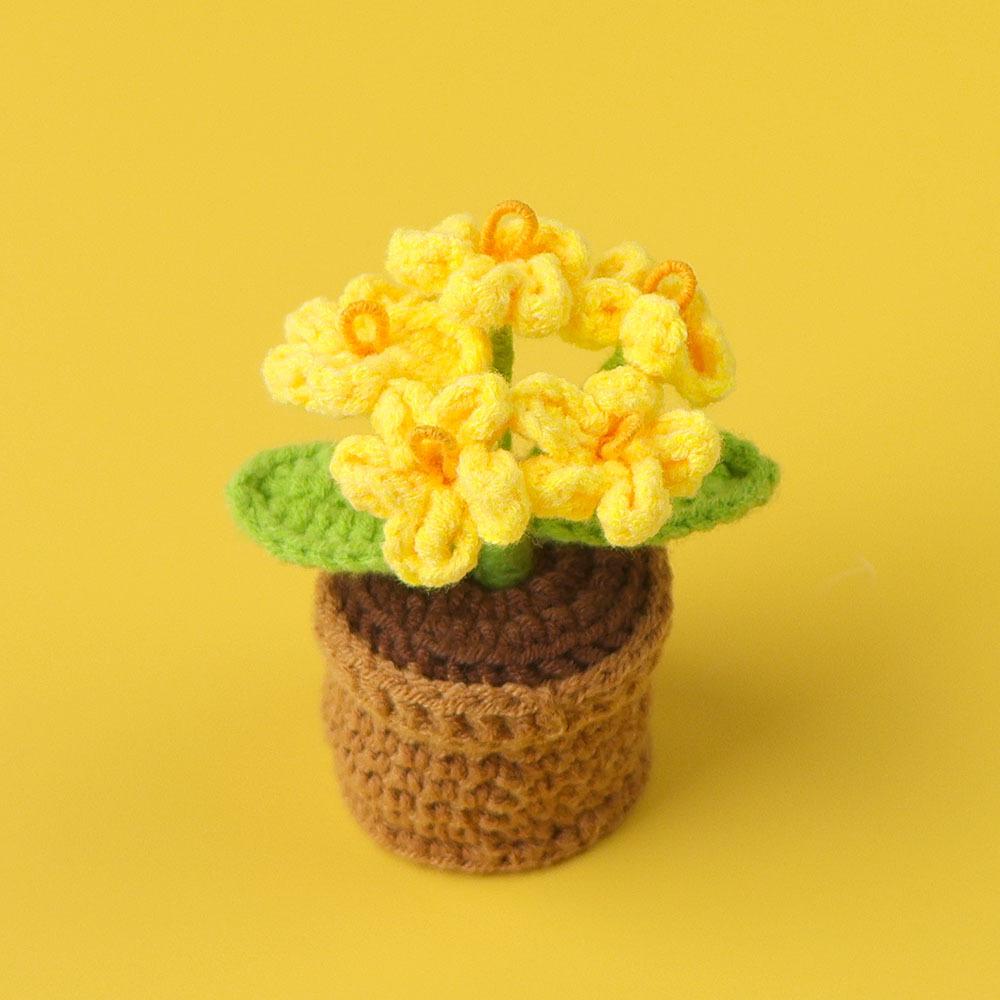 Crochet Sunflowers Potted Cute Knitting Flower Pot Flower Pot Handwoven Plant Car Table Bookshelf Home Decor Gift