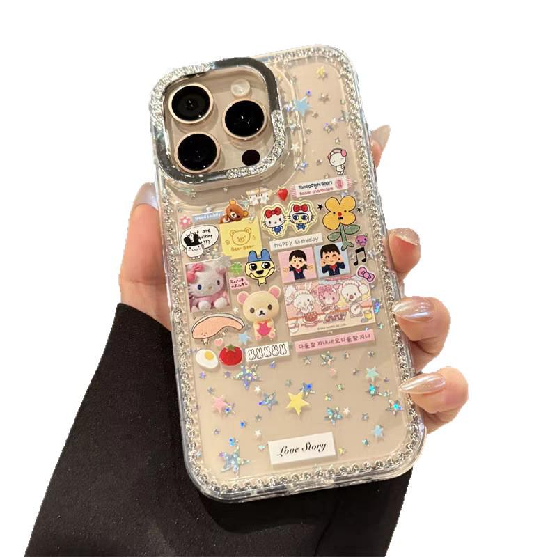 Adorable Cartoon Rhinestone Phone Case for Apple iPhone 16 Pro/17 Pro Max