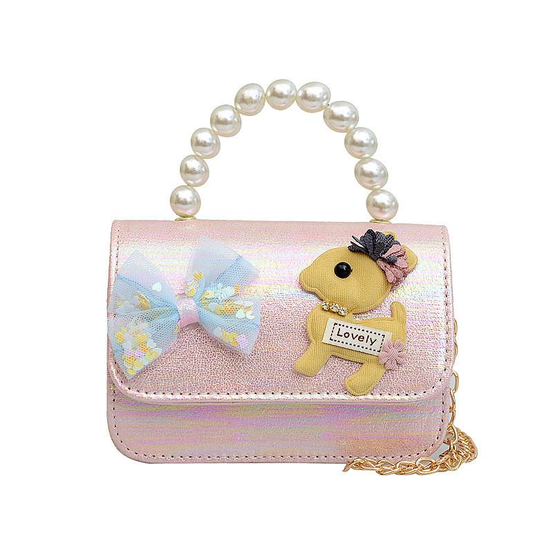 Adorable Cartoon Child Shoulder Bag Fashionable Chain Pearl Handbag For Girls