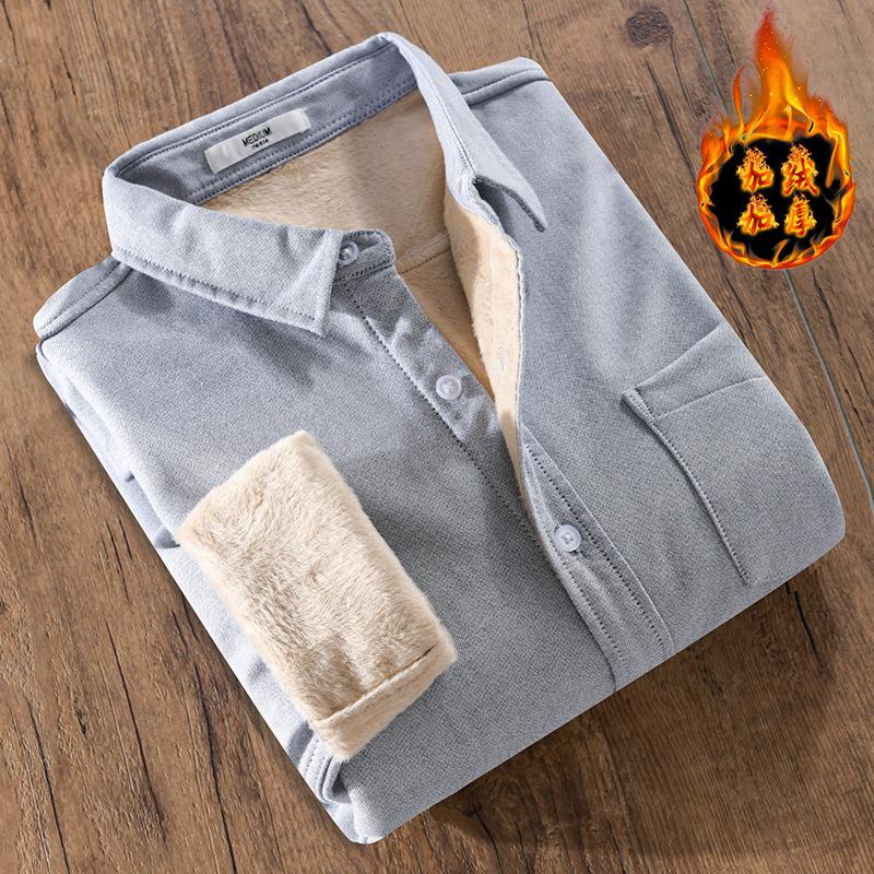 Утепленная флисовая повседневная мужская куртка-рубашка M серый