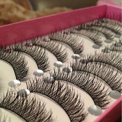 10Pairs Makeup Women Long Cross False Eyelashes Fake Eye Lashes Beauty Cosmetic