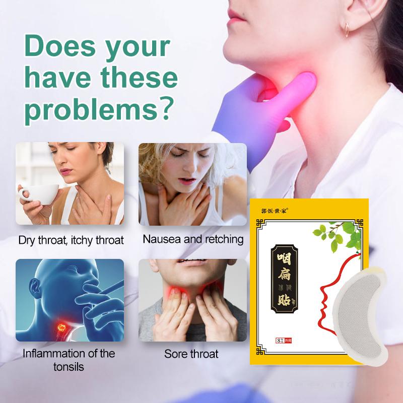 8Pcs/Box Sore Throat Treatment Patch Relieve Throat Dry Itchy Chronic Pharyngitis Cough Herbal Medical Plaster Body Health Care