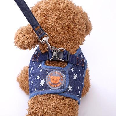 Denim-Style Blue Fashion Dog Harness Vest