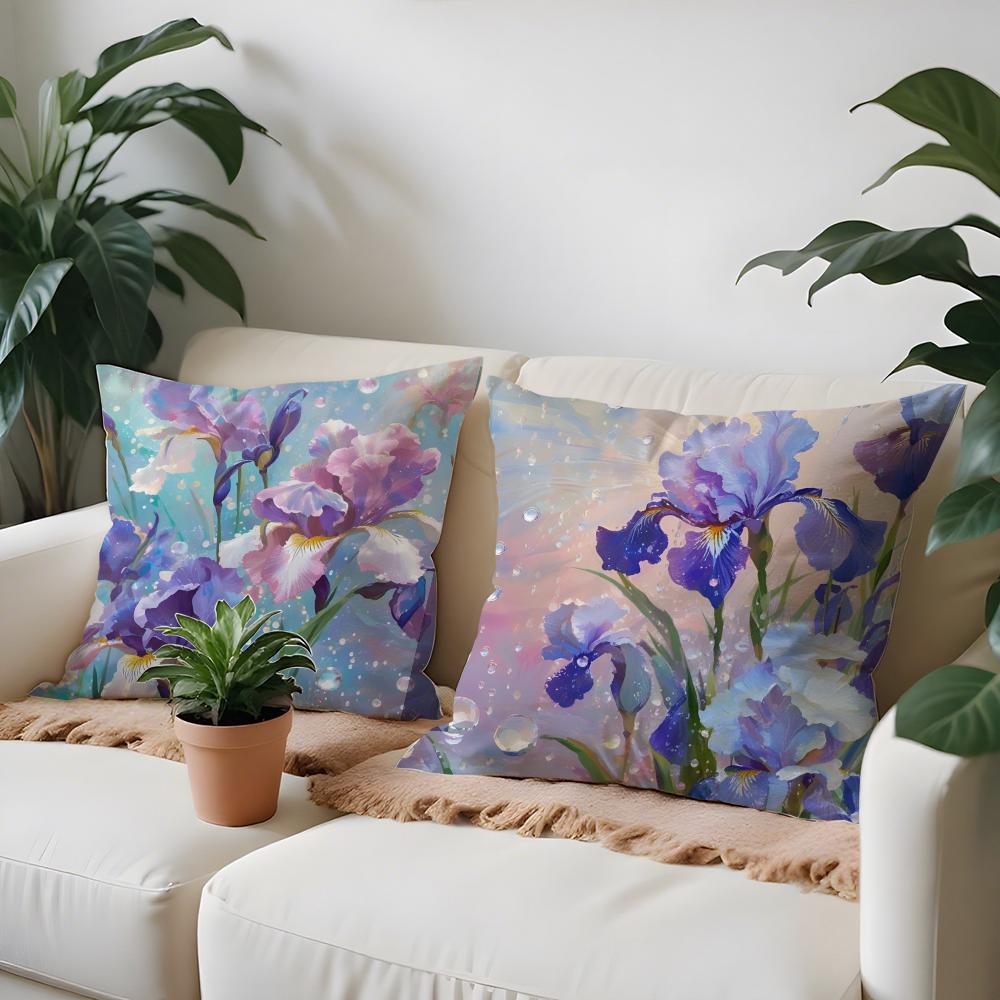 France I-Iris Pillow Case Living Room Sofa Decorative Cushion Cover Simple Household Light Luxury Printed Pillow