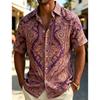 Exotic Bohemian Floral Short-sleeved Shirt, Men's Casual Top, Vintage Resort Style, Personalized Street Wear
