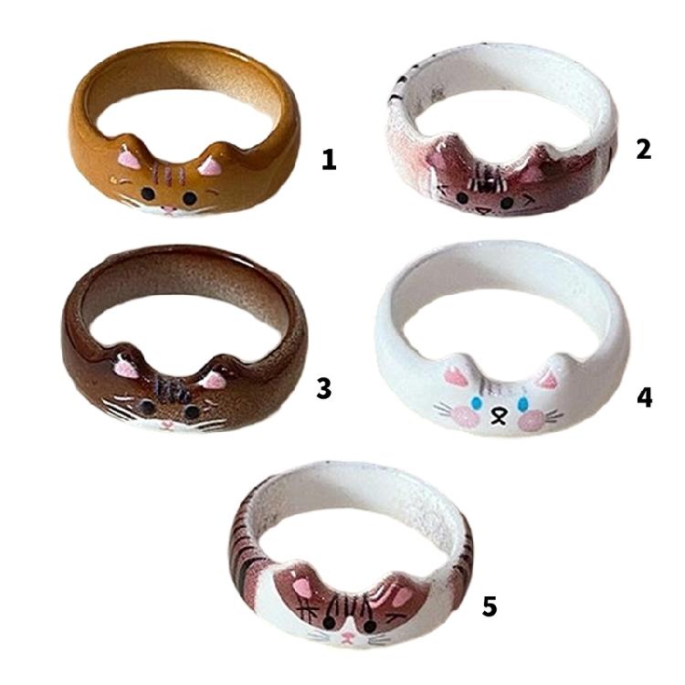 Cartoon Tropfenglasur Katzenring Tierisches Thema Fingerband Schmuck Handgefertigte Accessoires für den Alltag oder zum Verschenken