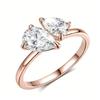 OEVAS 1.5cttw 2-Stone Moissanite Rings 100% S925 Silver Toi et Moi Wedding Rings For Women Engagement Band Fine Jewelry