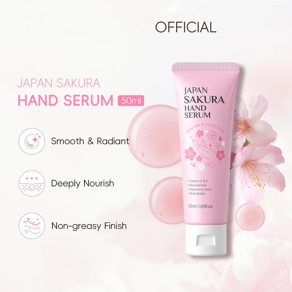 Reisegröße Sakura-Duftendes Handserum - Nährender Feuchtigkeitsspender für trockene Hände, Leichte Creme für den Winter und die tägliche Pflege