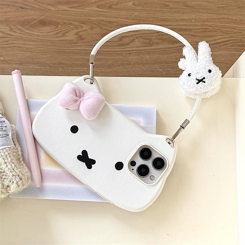 3D Bowknot Rabbit iPhone Case for Women - Fits iPhone 17, 16 Pro Max, 15, 14