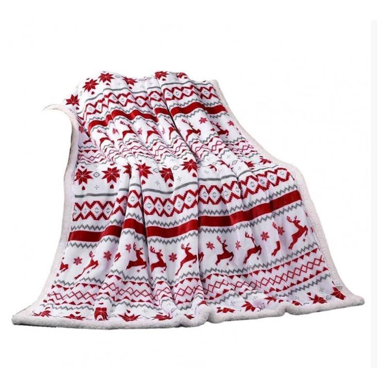 Plush Double Blanket With Christmas Snowflake Elk Printing Design Daily For