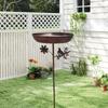 Standing Bird Bath Bowl ,Yard ,Gift ,Balcony, Fence, Deck Park Wildbird Drinking Porch Bird Feeder Tray with Stake