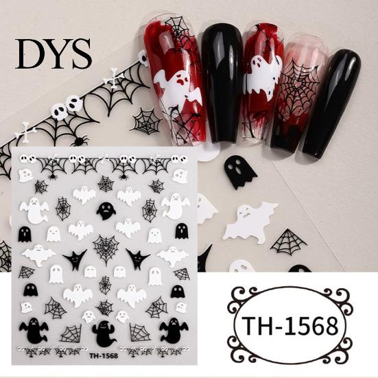 Holiday Themed Nail Stickers 6 Sheets Halloween for Women, Pumpkin Ghost Bat Skull Decals Manicure Decoration Decals, Art Accessories Home Salon Girls