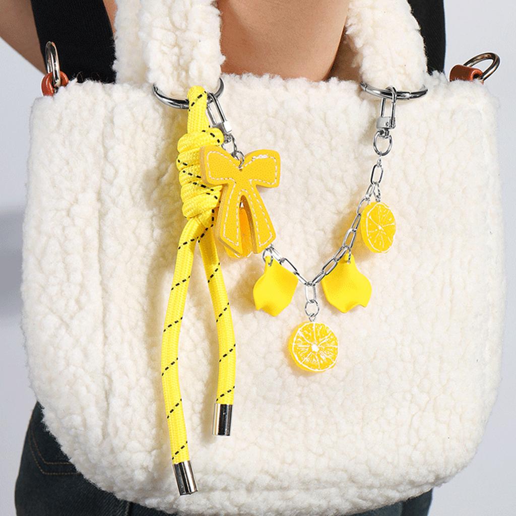 Cute Bowknot Bag Chain Aesthetic Pompoms Tassels Handbag Pendant Charm for Crossbody Bag Backpack And Purse Decoration
