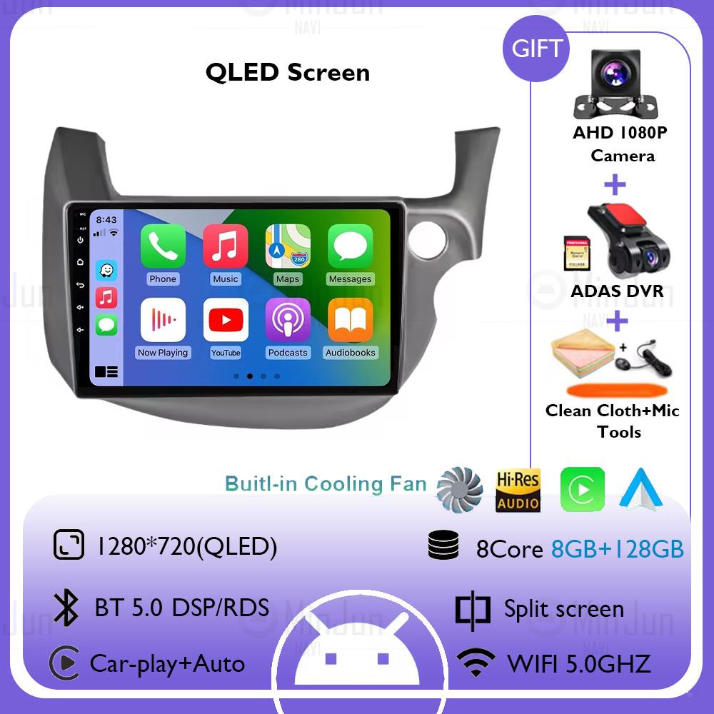 Android 14 Car Radio For HONDA FIT JAZZ 2007-2014 Right Hand Drive Carplay Auto Multimedia Video Player Split Screen Head Unit