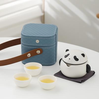 Panda Keramik Reise-Teegeschirr Tragbar Kung Fu Kuaike Tasse Ein Topf Drei Tassen Outdoor Reise Camping Teegeschirr