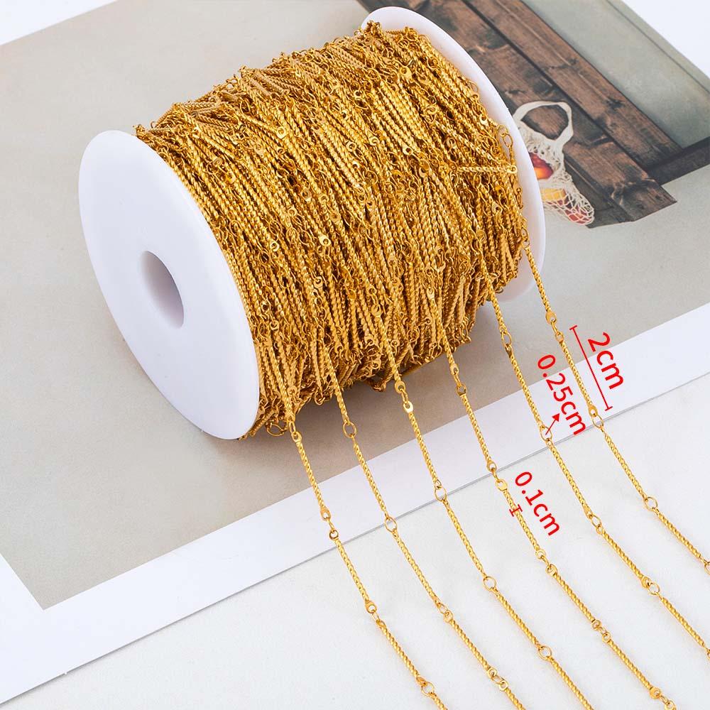 No Fade 1meter Stainless Steel Spiral Twist Stick Link Chain Wave Metal Chain for DIY Necklaces Bracelet Jewelry Making Findings