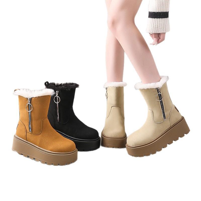 Thick-soled snow boots for women 2025 winter new Northeast large cotton shoes for women, piled and thickened warm boots for women