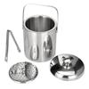 Kitchen Double Walled Wine Beer Bar Ice Bucket Ice Cube Container With Tongs And Lid Cooler