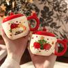 Apple High-value Water Cup Girls Ceramic Mug with Lid Christmas Coffee Breakfast Cup Birthday Gift Souvenir