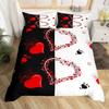 Happy Valentine'S Day Duvet Cover Pink Red Heart Mystery Starry Sky Bedding Set Romantic Love Pattern Black Galaxy Quilt Cover