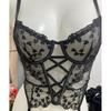 New European and American Embroidered Heart-Shaped Corset Underwire Pure Desire Temptation Sexy Tulle Breathable Bra