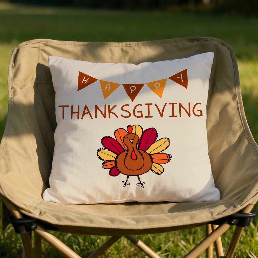 Thanksgiving cute turkey Cushion Cover Soft Reversible  Durable Pillow Cover  MultiScene Use for Home  Car Daily Comfort