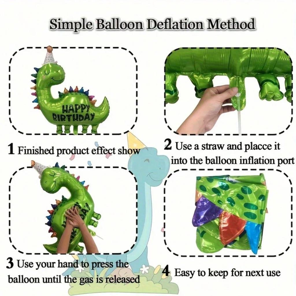 1pc-DIY Balloons Decor Birthday Aluminum Film Balloon Fashion Green Dinosaur Style For Children's Boy Parties Accessories
