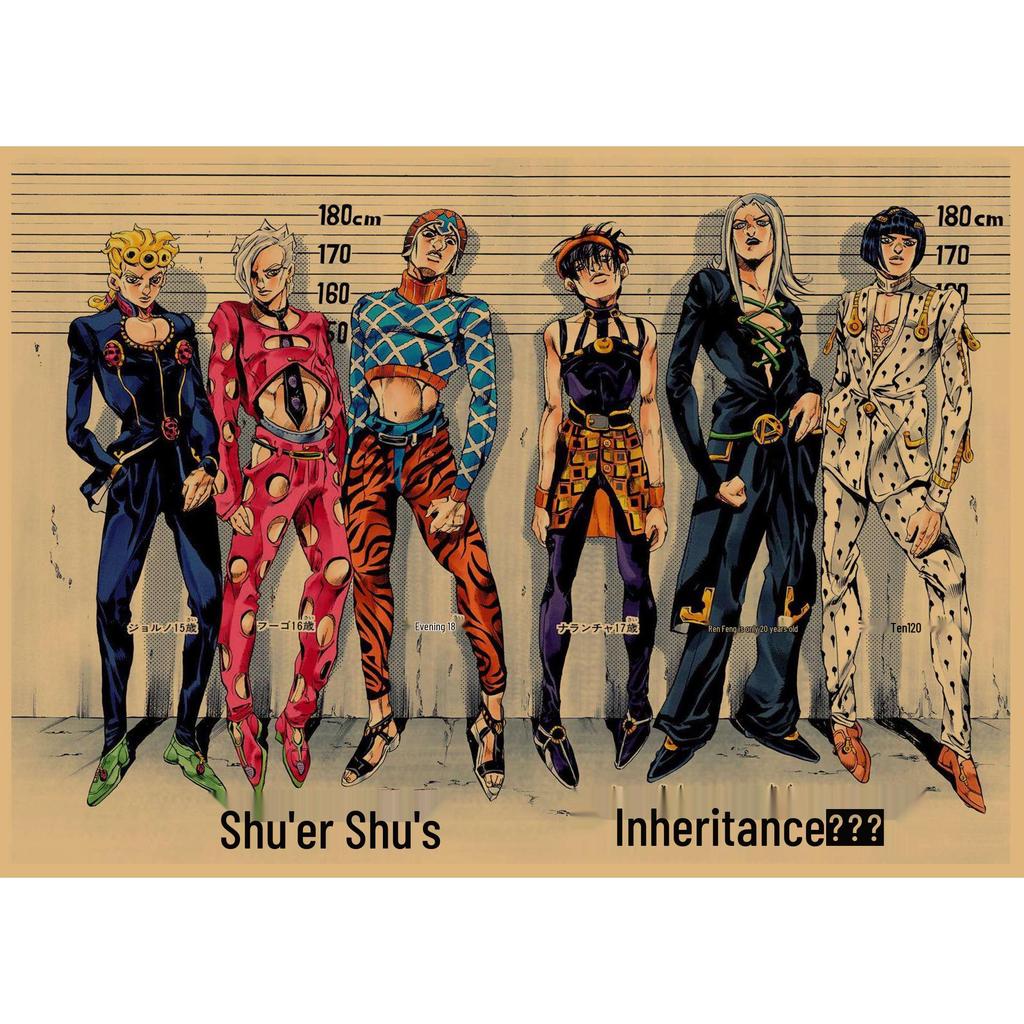 JoJo's Bizarre Adventure Retro Kraftpapier Poster - Japanische Anime Dekoration für Bar, Restaurant oder Café.