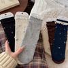 Tide Season Retro Floral Socks Medium Tube Socks Lace French Korean Gentle Stockings Pile