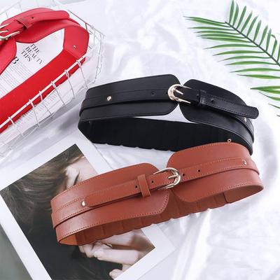 Party Buckle Women Imitation Leather Camel Dress Waistband Solid Color Women Waistband Wide Belt