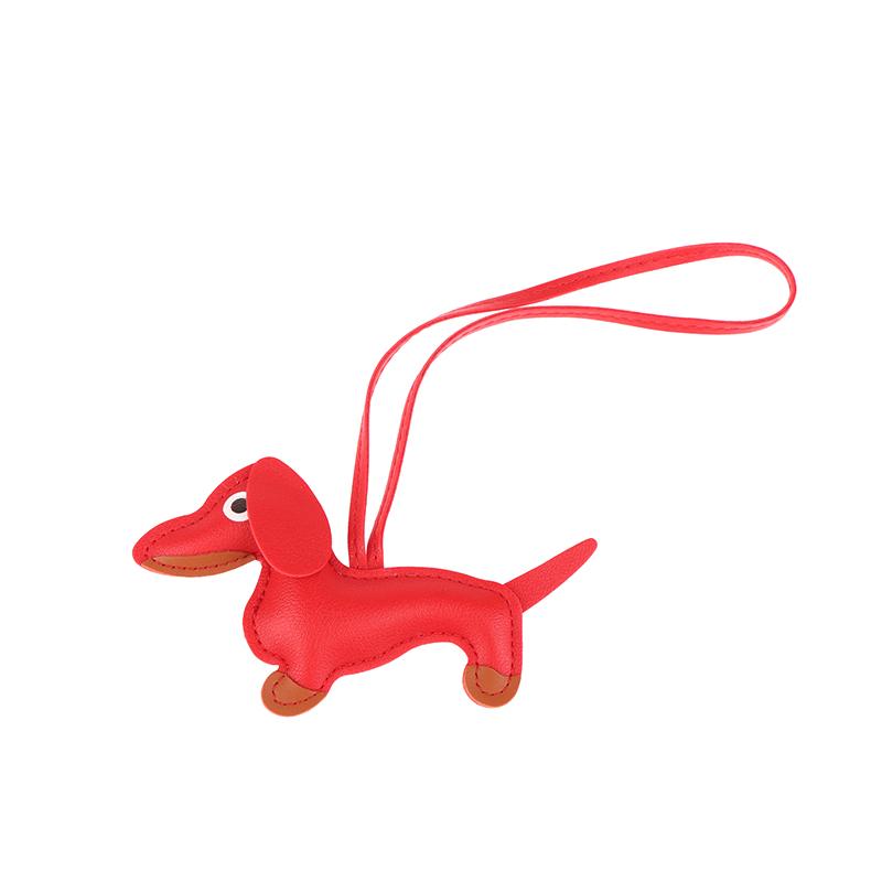 1Pc Men'S Car Dachshund Keychain Pu Leather Dog Keychains  For Women Bag Pendant Jewelry Trinket Key Ring Key Chain