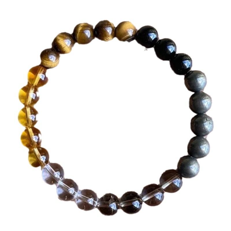Exploding Natural 8mm Tiger Eye Crystal Green Dongling Elastic Bracelet