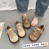 Maillard retro leather shoes women's new soft-soled lace-up casual splicing retro single shoes