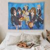 K-On! Band Tapestry, Cute Anime Girls Guitar Group Wall Hanging, Blue Aesthetic Bedroom Dorm Decor for Fans