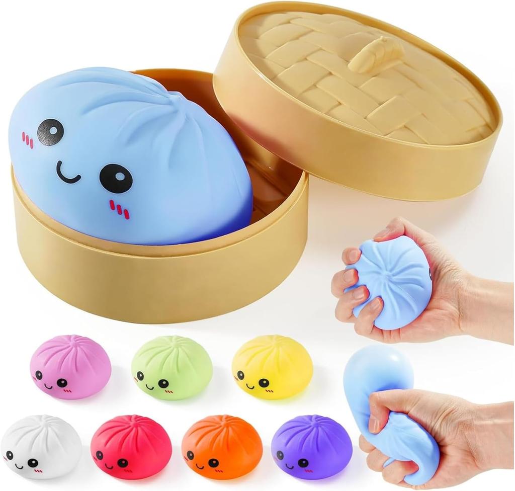 Toys Giant Dumpling Mystery Box: Maltose Texture Squishy Toy with Steamer, Aesthetic Taba Stress Ball, Sensory Office Fidget