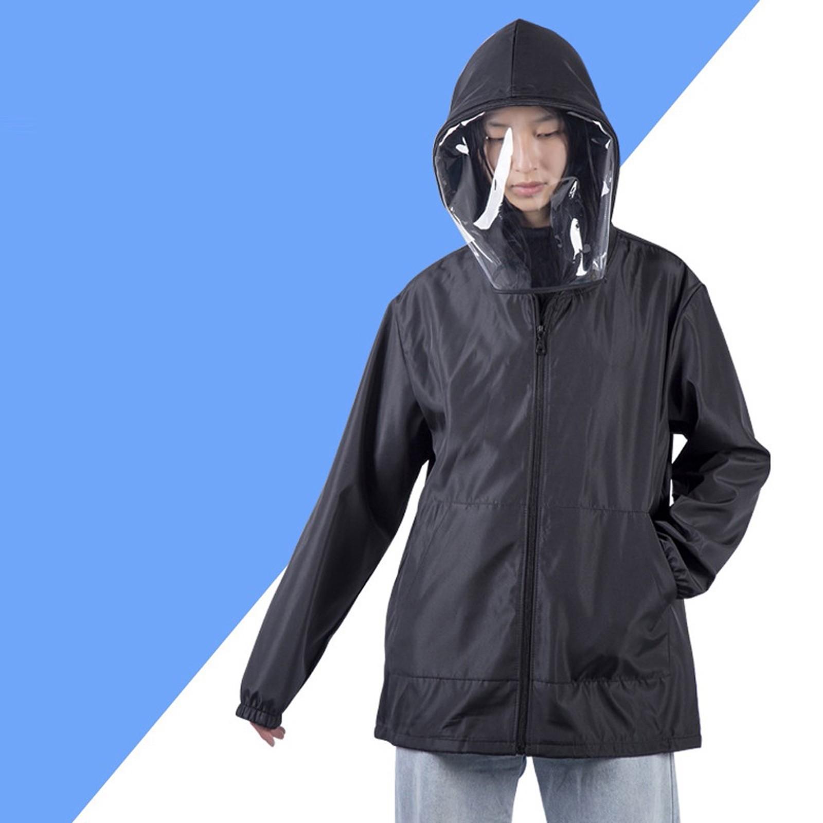 

Men Women Hooded Isolation Protective Clothing Droplet Color Coat Raincoat M чорний
